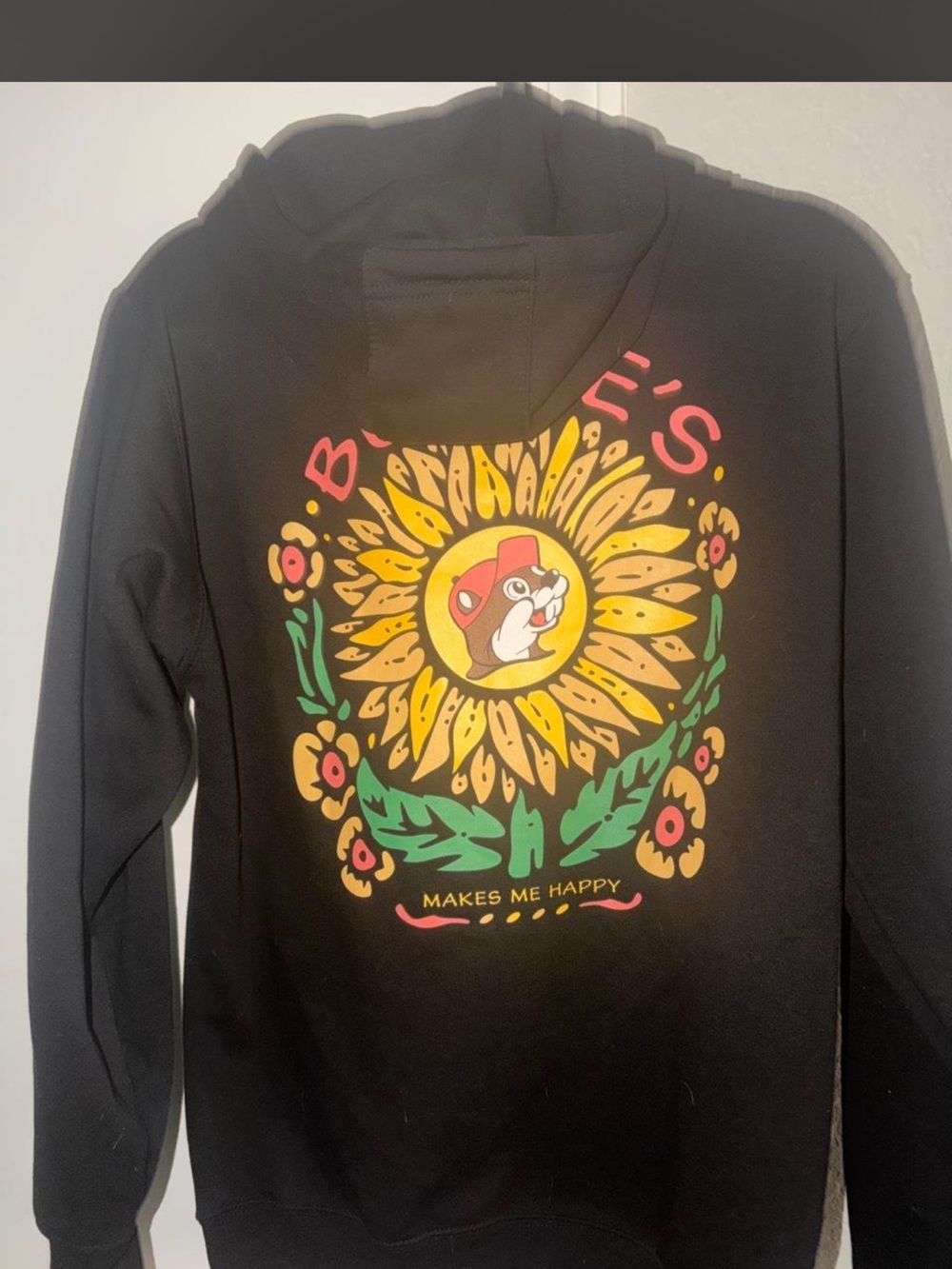 Kids Black Hoodie with Colorful Sunflower Graphic - Makes Me Happy